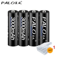 PALO 4pcs AA Rechargeable Battery 1.2V AA 3000mAh Ni-MH Pre-charged Rechargeable Batteries 2A Bateria for Camera Toy Microphone 2024 - buy cheap