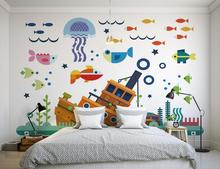 Custom Mediterranean style cartoon underwater world murals papel de parede, living room sofa TV wall Theme Room wallpaper 2024 - buy cheap