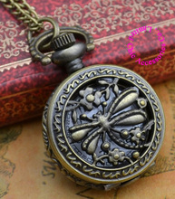wholesale buyer price good quality new bronze antique vintage classical dragonfly figure pocket watch necklace hour 2024 - buy cheap