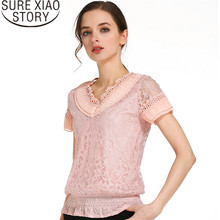 Женская кружевная блузка, кружевная блузка с коротким рукавом, 0398 30, 2019 2024 - купить недорого