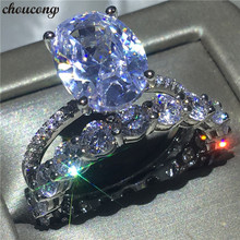 Choucong-anillo de compromiso de Plata de Ley 925, conjunto de anillo de compromiso, de corte ovalado, 3CT, AAAAA, cz, joyería de boda 2024 - compra barato