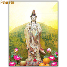Pintura de diamantes Peter ren, punto de cruz, religión, cuadrado o redondo, mosaico de cristal, diamantes de imitación, bordado completo, estatua de Buda Guanyin 2024 - compra barato