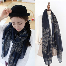 Chinese Style Women Long porcelain Print Soft Cotton Lady Comfortable Long Neck Large Scarf Shawl 170*80cm for Spring Xmas Gift 2024 - buy cheap