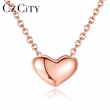 CZCITY Heart Shape Sterling Silver Necklaces Rose Gold Plated for Women Friend Simple Love Necklace Pendant Jewelry 2024 - buy cheap