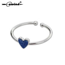 Cxwind женское очаровательное кольцо в форме сердца, модное эмалированное кольцо с синим сердцем, женское регулируемое ювелирное изделие, подарок на свадьбу или вечеринку 2024 - купить недорого