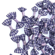 50Pcs Purple Handmade Grillwork Satin Ribbon Grid Bowknot Ribbons Applique Craft Wedding Bow Tie DIY Decorations 3.0x1.5cm 2024 - buy cheap
