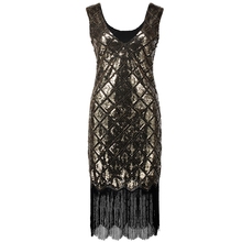 Sparkly Women 1920s Sequined Beaded Gatsby Flapper Party Dress Vintage Vestido V Neck Sleeveless Summer Fringe Midi Plaid Dress 2024 - buy cheap