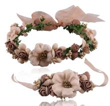 Simulação flor headband pulseira pai-filho terno do casamento cocar de moda Europeus e Americanos nova dama férias wre 2024 - compre barato