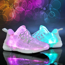 Pink Size 25-46 New Summer Led Fiber Optic Shoes for girls boys men women USB Recharge glowing Sneakers Man light up shoes 2024 - buy cheap
