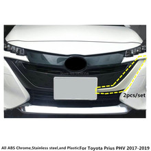 For Toyota Prius PHV 2017 2018 2019 car sticker detector cover ABS chrome Front up outlet trim Grid Grill Grille hood frame 2pcs 2024 - buy cheap