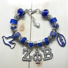 Pulsera de joyería de ZETA PHI BETA sorority con cuentas con orificio grandes de cristal azul ZPB 2024 - compra barato