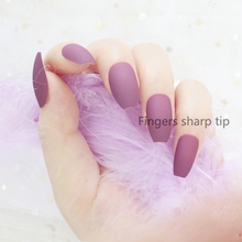 Новейшая модная длинная Квадратная Головка конфетных цветов накладные ногти 24 шт матовый светильник фиолетовый A620 2024 - купить недорого