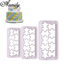 Aomily 3 pçs/set quebra-cabeça molde cortador de bolo açúcar ofício tiara fondant corte de gelo bolo ferramenta biscoitos para decoração cozimento 2024 - compre barato