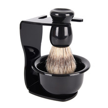 Barber Shaving Brush Badger shaving brush+Black Acrylic Stand+shaving soap bowl set 2024 - buy cheap