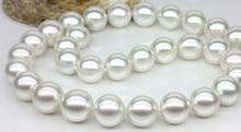 women gift word Jewelry 17INCH  GOLD CLASP HUGE Huge 11-12mm Natural south sea genuine WHITE round pearl necklace 2024 - buy cheap