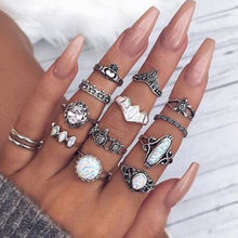 Miss JQ 12 unids/set Vintage anillos de ópalo de plata de las mujeres tortuga de mar Boho anillos Midi de nudillos declaración joyería de moda regalos 2024 - compra barato