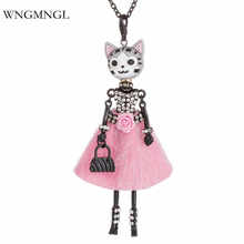 WNGMNGL 2018 New Fashion Humanoid cat head Doll Pendants Necklace Long Chain Dress Jewelry For Women Kids Christmas Gift 2024 - buy cheap