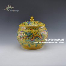 Chinese Famille Rose Porcelain Yellow Dragon And Phoenix Ceramic Vase Pot With Ming Dynasty Mark 2024 - buy cheap