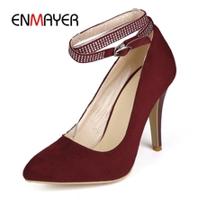 ENMAYER   Basic  High Thin Heels  PU  Zapatos De Mujer  Pumps  Pointed Toe  Casual  Buckle Strap  Women  Shoes Size 33-43 LY1291 2024 - buy cheap