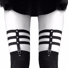 Мода Косплей сексуальный пояс с подвязками девушки Харадзюку панк готика подвязка для женщин эластичные заклепки бедра ноги кольцо подвязка 2024 - купить недорого