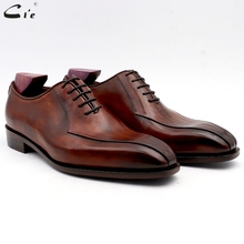 Cie Men Dress Shoes Leather Patina Brown Office Shoe Genuine Calf Leather Outsole Men Suits Formal Leather Handmade No.8 2024 - buy cheap
