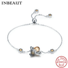 INBEAUT Women Elegant HoneyBee Charm Bracelet 925 Sterling Silver Cute Brown Cubic Zirconia Little Bee Beads Hand Chain for Lady 2024 - buy cheap