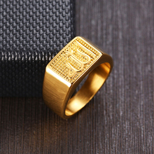 Retro Allah Square Signet Rings for Men Gold Tone Stainless Steel Letter Stamp anel masculino 2024 - купить недорого