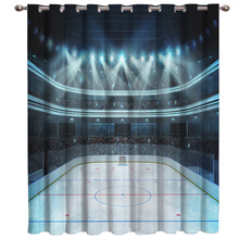 Arena Ice Hockey Room Curtains Large Window Living Room Curtains Kitchen Fabric Floral Drapes Decor Kids Sheer Curtains Girls 2024 - compre barato