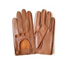 Men's Fall and Winter Genuine Leather Gloves New Fashion Brand Brown Driving Unlined Gloves Goatskin Mittens 2024 - buy cheap