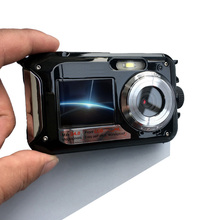Водонепроницаемая цифровая камера с двумя экранами (задняя 2,7 дюйма + передняя 1,8 дюйма), HD 1080P, 16-кратный зум, видеокамера DC998 2024 - купить недорого