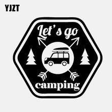 YJZT-adhesivo de ventana de coche, adhesivo de vinilo negro y plateado, 14,5 CM x 13CM, interesante, Let's Go, Camping, C11-1835 2024 - compra barato