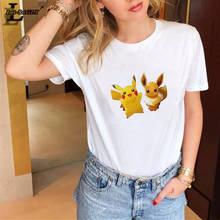 Lei SAGLY Kawaii Pikachu Print T Shirt Women Summer Short Sleeve White Casual Tshirt Homme Streetwear Harajuku Fashion T-shirts 2024 - buy cheap