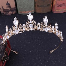FORSEVEN barroco sencillo Tiaras de diamantes de imitación de la Corona de novia de flores pelo de joyería de las mujeres de novia boda Accesorios 2024 - compra barato