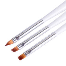 Набор кистей для ногтей, 3 шт., УФ-гель для дизайна ногтей, плоская щетка, белая ручка, инструменты для рисования в горошек, инструменты для маникюра JI612 2024 - купить недорого