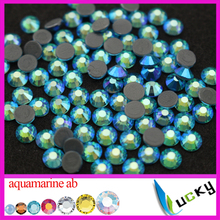 Top Quality flat back hotfix rhinestones ss6 ss10 ss16 SS20 ss30 Aquamarine AB Color Iron Crystal strass super shine 2024 - buy cheap