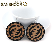SANSHOOR Afro Adinkra Symbol Natural Wood Drop Earrings African Ethnic Tribe Jewelry As Christmas Gifts For Women Blacks 1Pair 2024 - buy cheap
