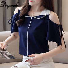 Dingaozlz Elegant Chiffon shirt Bow tie Women clothes Patchwork Casual Off the shoulder Chiffon blouse Tops 2024 - buy cheap