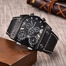 Fashion Military Mens Waches PU Leather Luxury Brand Oulm Multi-Time Zone Sport Men Quartz Watch 2024 - buy cheap