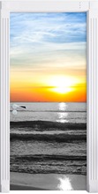 Креативная наклейка на дверь закат морская волна для гостиной спальни ПВХ самоклеющиеся обои водонепроницаемая обновленная Настенная Наклейка 2024 - купить недорого