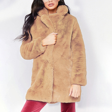 Women Autumn Winter Warm Fluffy Plush Faux Fur Coat Long Sleeve Turn-down Collar Pockets Long Jacket Outerwear Plus Size 3X 2024 - buy cheap