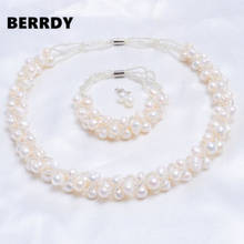 Bridal Jewelry Set Freshwater Necklace Bracelet Earrings Set Fashion for Lady+Free Shipping 2024 - buy cheap