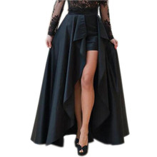 Fashion Black Ruffle Sexy High Low Satin Skirts For Women To Party Zipper Custom Made Long Skirt Female Skirt New Design Saia 2024 - buy cheap