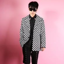 2020 New Black And White Plaid Blazer Men Loose Suit Hong Kong Style Retro Jacket Mens Casual Bridegroom Suits Plus Size Dress 2024 - buy cheap