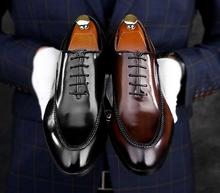 Sapatos sociais feitos a mão em couro legítimo, calçados estilo britânico 2024 - compre barato