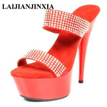 Summer Women's Shoes New Style 15cm High Heels Slippers Party Queen Platform Pole Dance Shoes 2024 - buy cheap