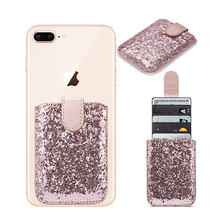 Pegatina trasera de cuero con lentejuelas brillantes para iPhone XS Max X XR 6 6s 7 8 Plus, soporte para billetera, Oneplus 7 Pro 6 Xiaomi 2024 - compra barato