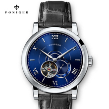 Suíça marca de luxo poniger relógio masculino japão volante automático mecânico movt relógios masculino esqueleto safira relógio P683-2 2024 - compre barato