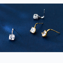 MloveAcc Модные женские квадратные серьги-гвоздики из настоящего серебра 925 пробы с кристаллами, модные серебряные ювелирные изделия 2024 - купить недорого