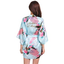 Mother of the Bride Silk Bride of Mother Robe with Gold Letter Sexy Women Short Satin Wedding Kimono Sleepwear Get Ready Robes 2024 - buy cheap