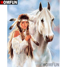 HOMFUN 5D DIY Diamond Painting Full Square/Round Drill "Indian horse" Embroidery Cross Stitch gift Home Decor Gift A09208 2024 - buy cheap